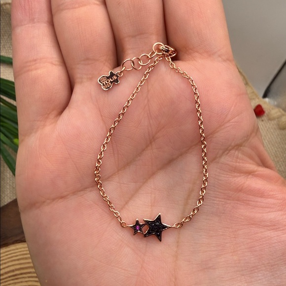 Black Star Pendant bracelet small hand gold rose 925 - Picture 2 of 5